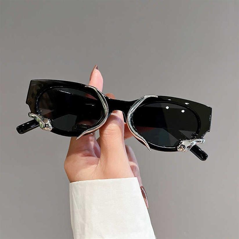 선글라스 빈티지 고양이 아이 여성 선글라스 패션 뱀 둥근 여성 색조 안경 고급 브랜드 디자인 UV400 태양 안경 286G