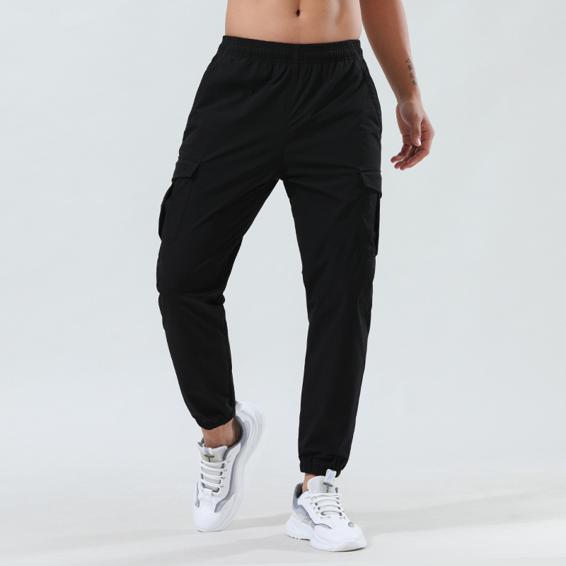 LL pantaloni sportivi maschili, pantaloni di asciugatura rapida all'aperto, leggings elastici intrecciati, pantaloni da lavoro il fitness e il tempo libero