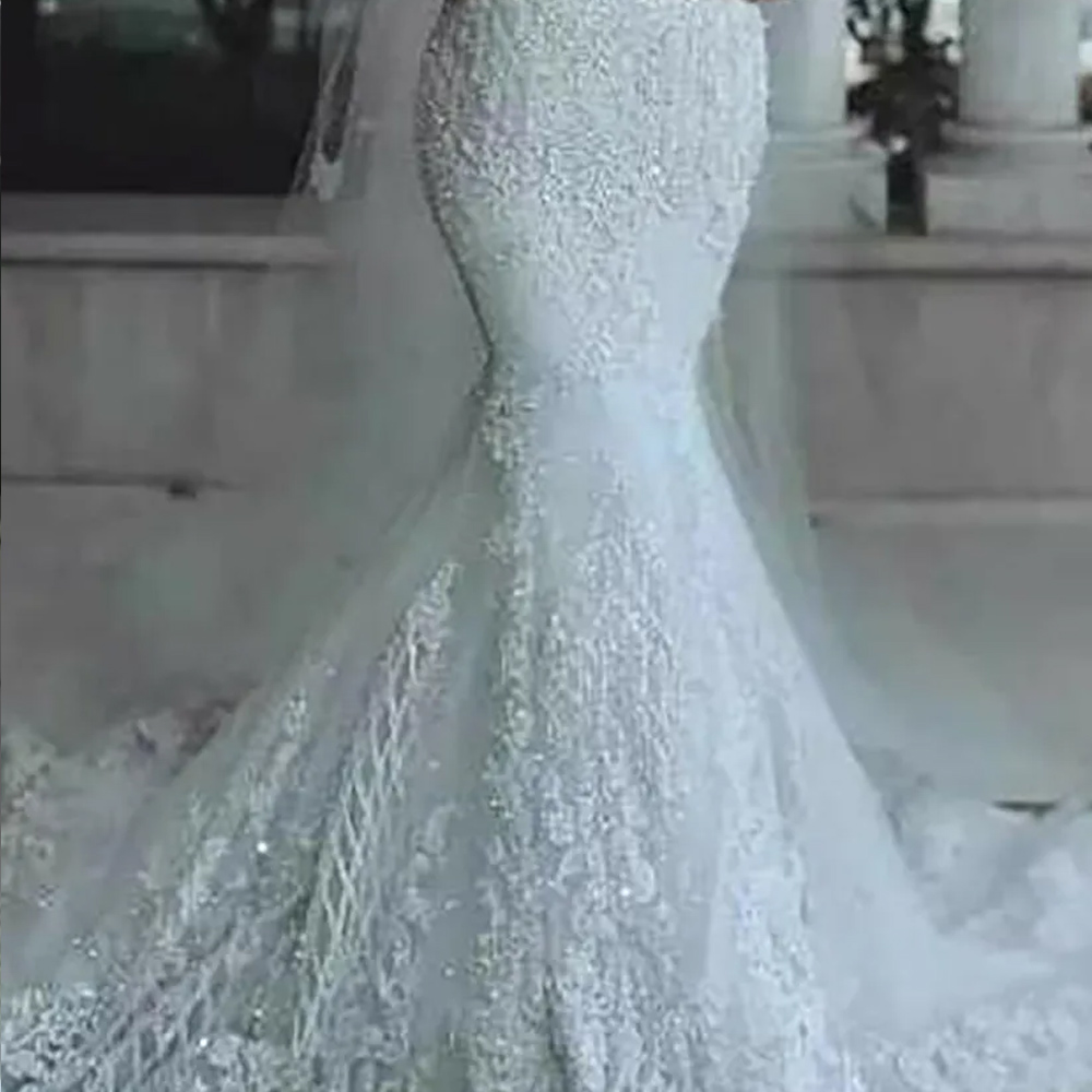 Stunningbride 2024 Modern New Romantic Gorgeous Long Sleeve Mermaid Wedding Dresses Beading Lace Princess Bridal Gown Custom Made Appliques See Through