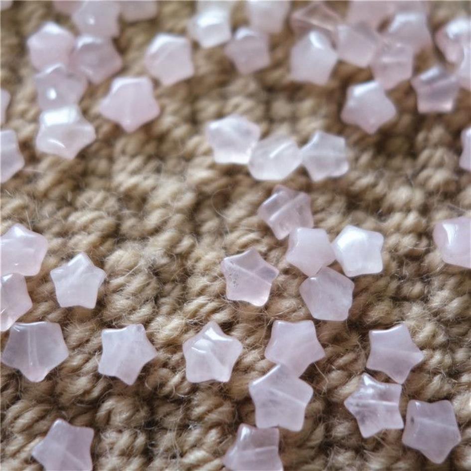 Whol Natural Stone 6 5 mm Star Rose Quartz Trou-Hole DIY PLAIE DE GEMMER LOBE POUR COLLE DE BRACELET DE BIJOUR277K