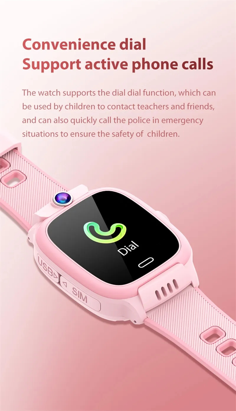 Y31 Kids Smart Watch Sim Card Video Call Voice Chat Waterproof SOS GPS LBS WiFi Positionering Kamera Alarmklocka Smartklocka pojkar flickor för iOS Android