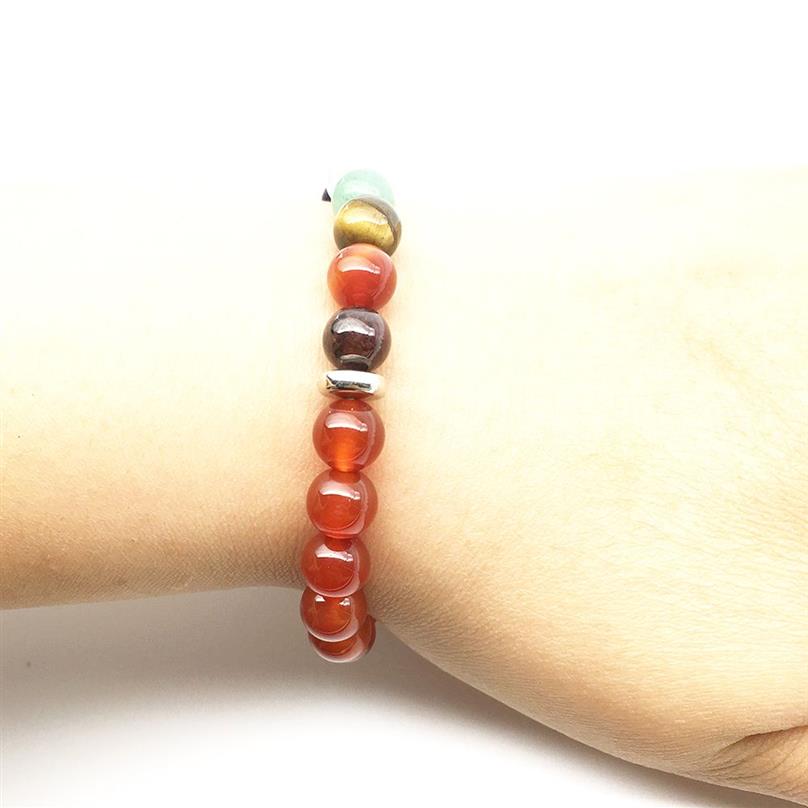 SN1342 Fashion Bracelet For Women Trendy Natural Carnelian 7 Chakra Mala Yoga Bracelet Meditative Yogi Balance Jewelry261M