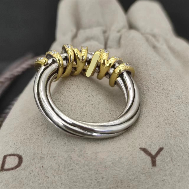 Bandringe, Luxus-Ringe der Marke DY, verdrehte zweifarbige Kreuzperlen, Designer-Ring für Damen, modischer 925er-Sterlingsilber, Vintage-Schmuck, modisches Diamant-Verlobungsgeschenk