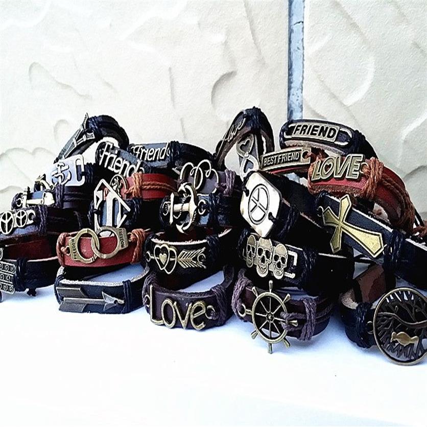 Styles de mix entiers alliage en cuivre et cuir rétro rétro et tribes ethniques vintage bracelets bracelets new224l