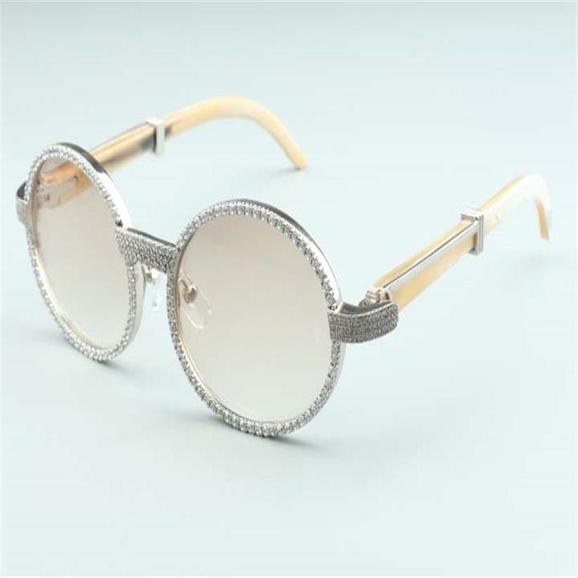 2020 new natural white buffalo horns legs sunglasses 7550178-B high quality whole diamond wrapped sunglasses frame size 55-22-140230R