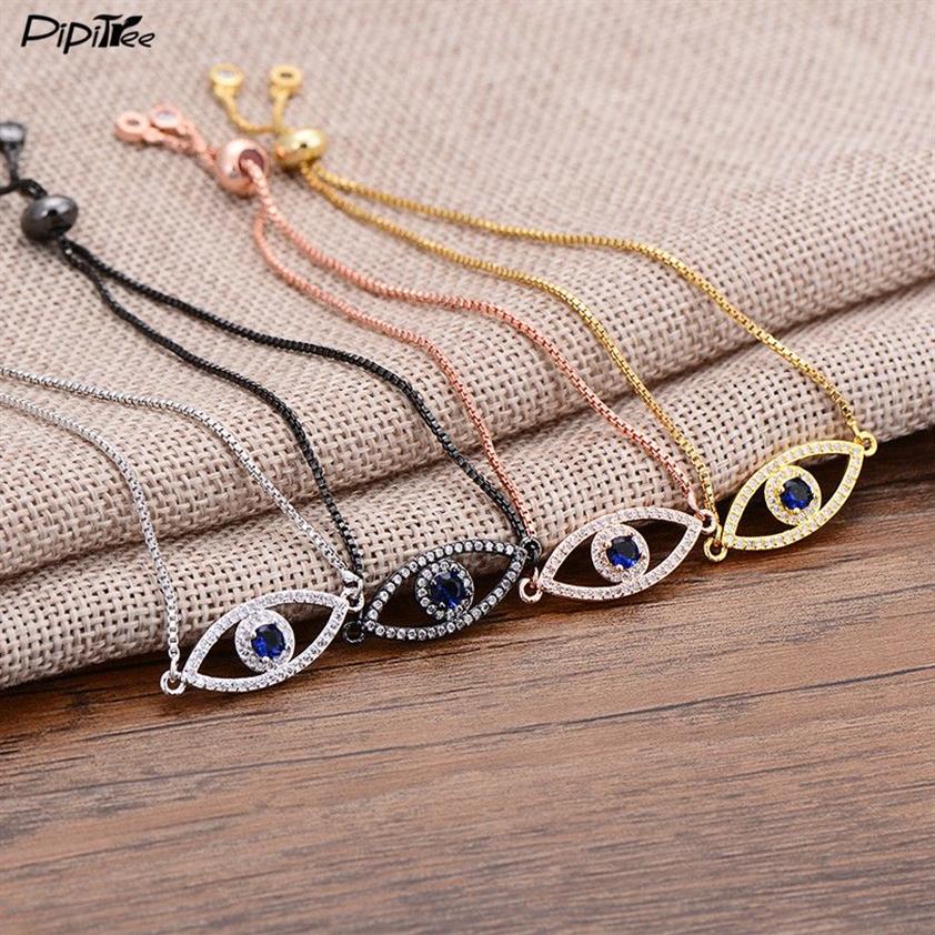 Charm Bilezikler Pipitree Parlak Mavi Zirkon Bilezik Femme Gümüş Altın Renk Bakır Zinciri Bağlantı Kadın Bangles Jewelry238J