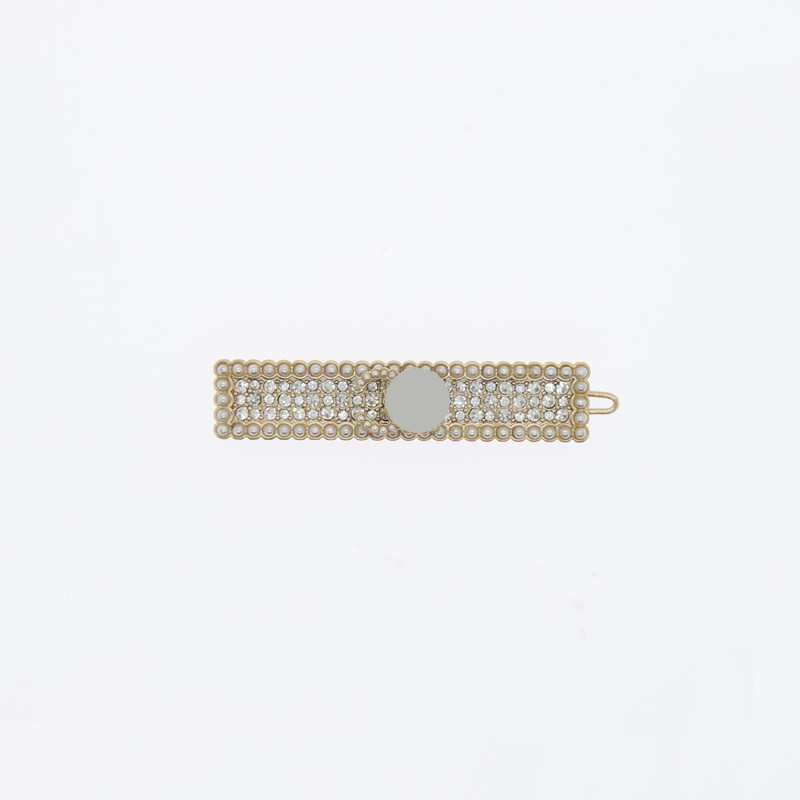 Hair Clips & Barrettes Light luxury and high-quality millet beads, water diamonds, square gold-plated brass, personalized temperament, women's decorative hair clip