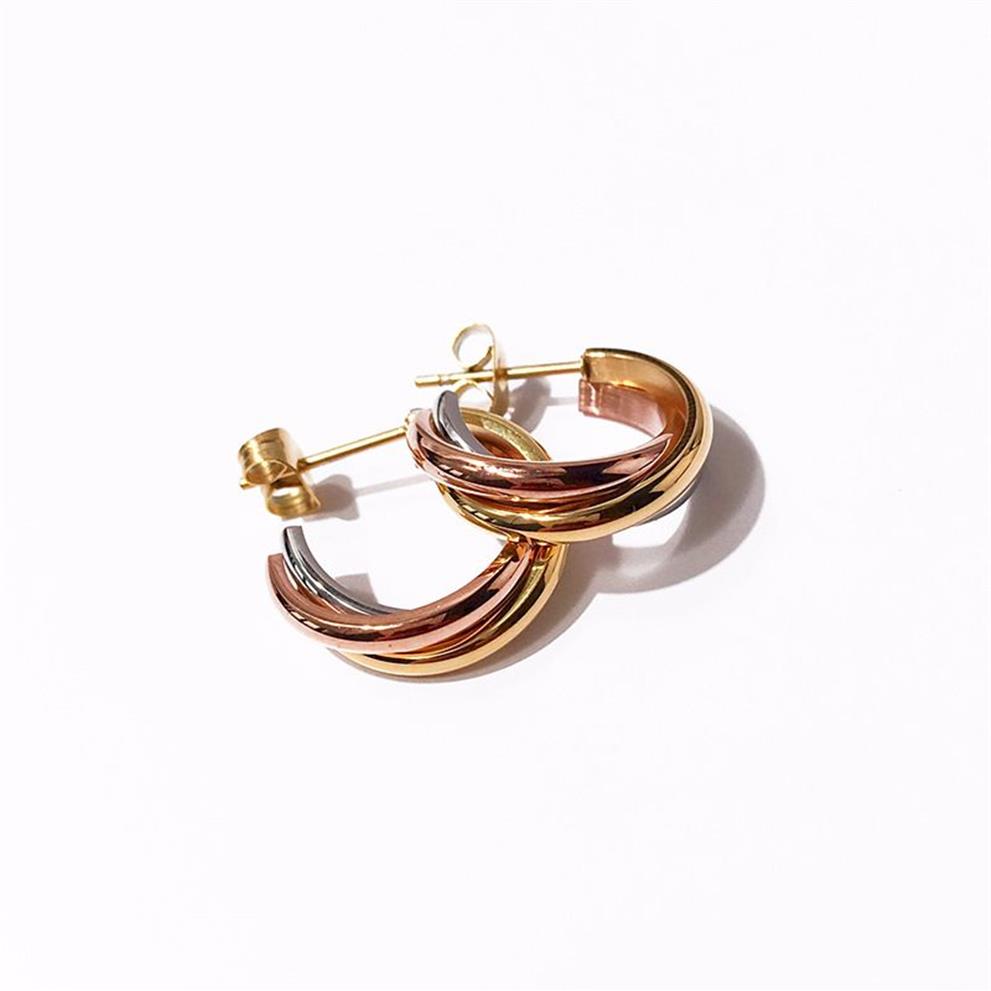 Klassieke stijl Punk Women Three Lines Connect Hook Earring Roestvrijstalen oor hoepel oorbellen meters Nieuwe mix kleuren sieraden PS56290L