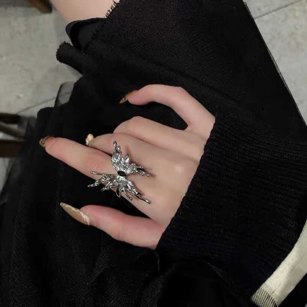 Personalized butterfly opening ring female ins fashion minority designer senior sense net red cold wind fashion index finger ring