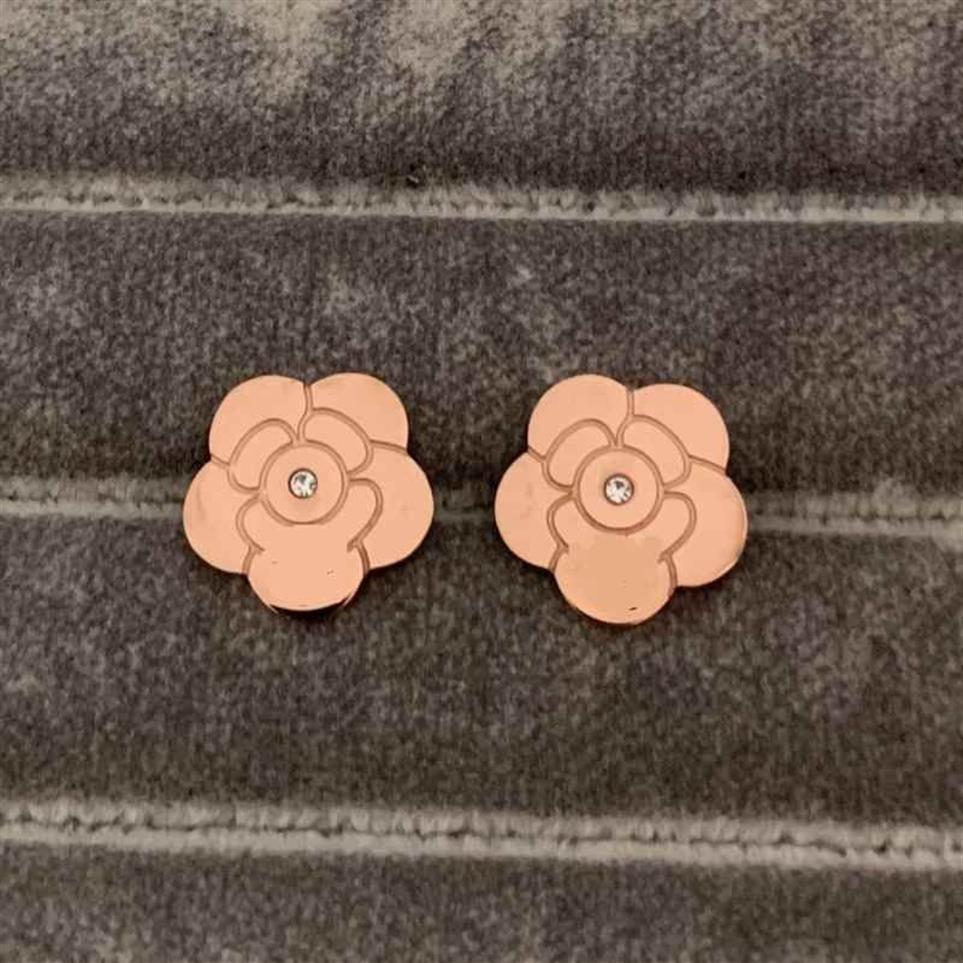 Top Quality Stainless Steel Ear Stud women designers Earings Flower Stamp Logo Printed Trendy Style Jewelry Lady Gift whole276f