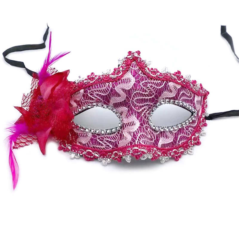 Princess Feather Masquerade Flower Lace Party Maski