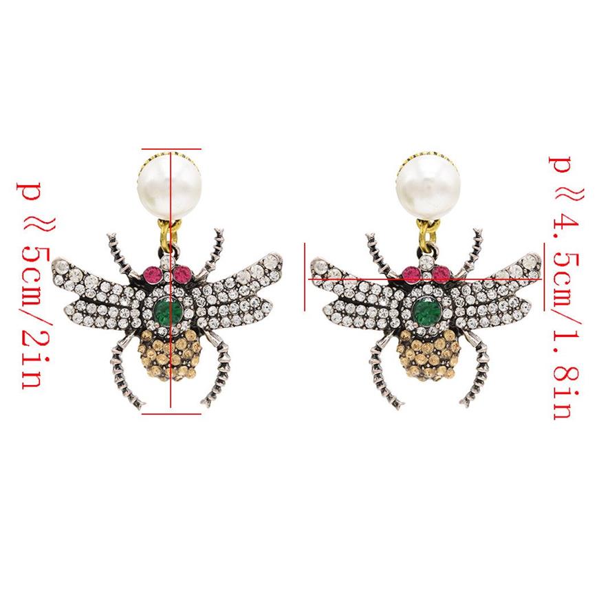 Idealway New Fashion Personality Women Pear Stud Crystal Rhinestone Drop Earring Insect Shaped Dingle Wedding Party Jewelry2713