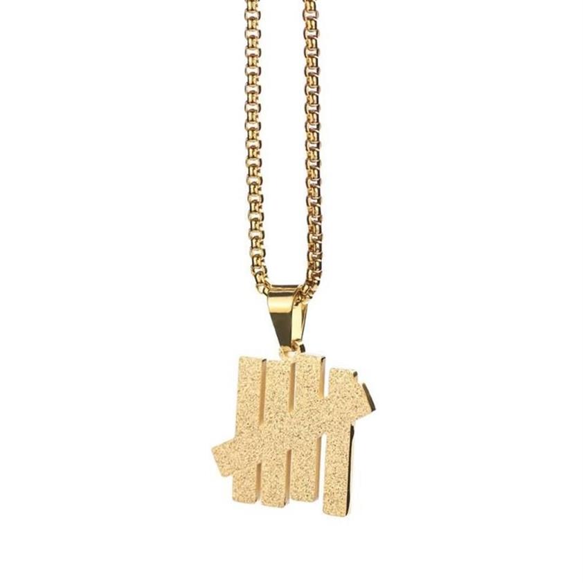 Colliers pendentifs Gold USA invaincu cinq bar-bar minimalisme Barres en acier inoxydable chaîne hiphop bijoux américain 189y