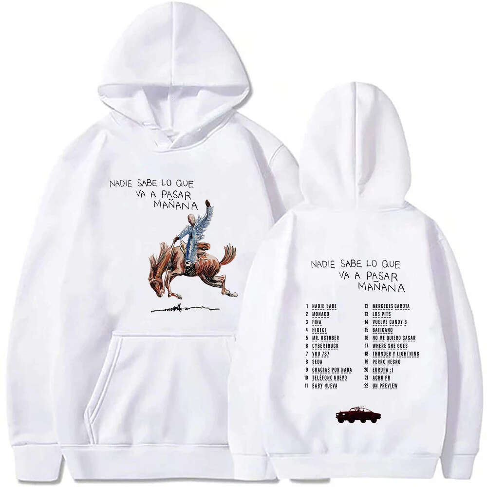 Bad Bunny Nadie Sabe Lo Que Va A Pasar Manana Merch Hoodies Winter Männer Frauen Mit Kapuze Sweatshirts Fleece Tops Hip hop Streetwear