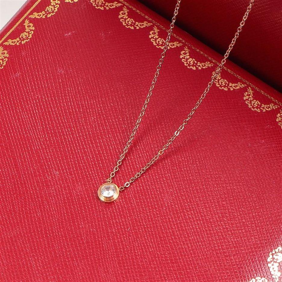 Diseño Lux Joyas extravagantes de alta calidad Collar colgante colgante de acero inoxidable de acero inoxidable Diamante de boda rosa chapada258V