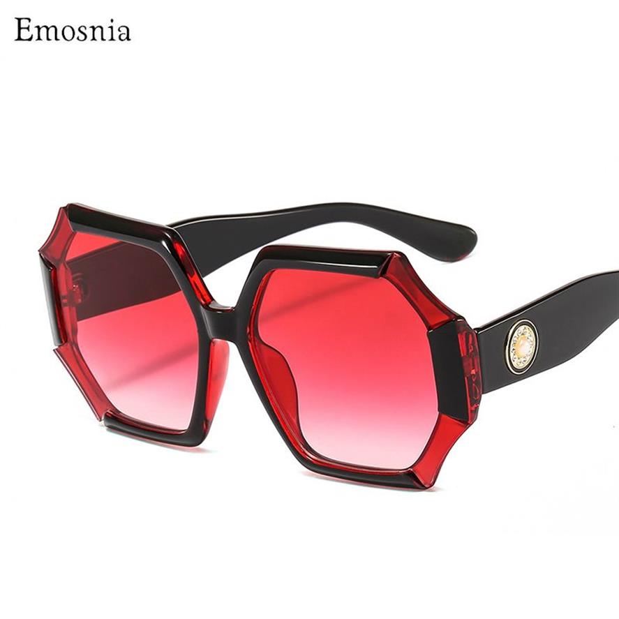 Pearl Sunglasses Retro Women Trendy Oversized Polygon Rhinestone Plastic Frame Sun Glasses Female UV400 Cheap 242e