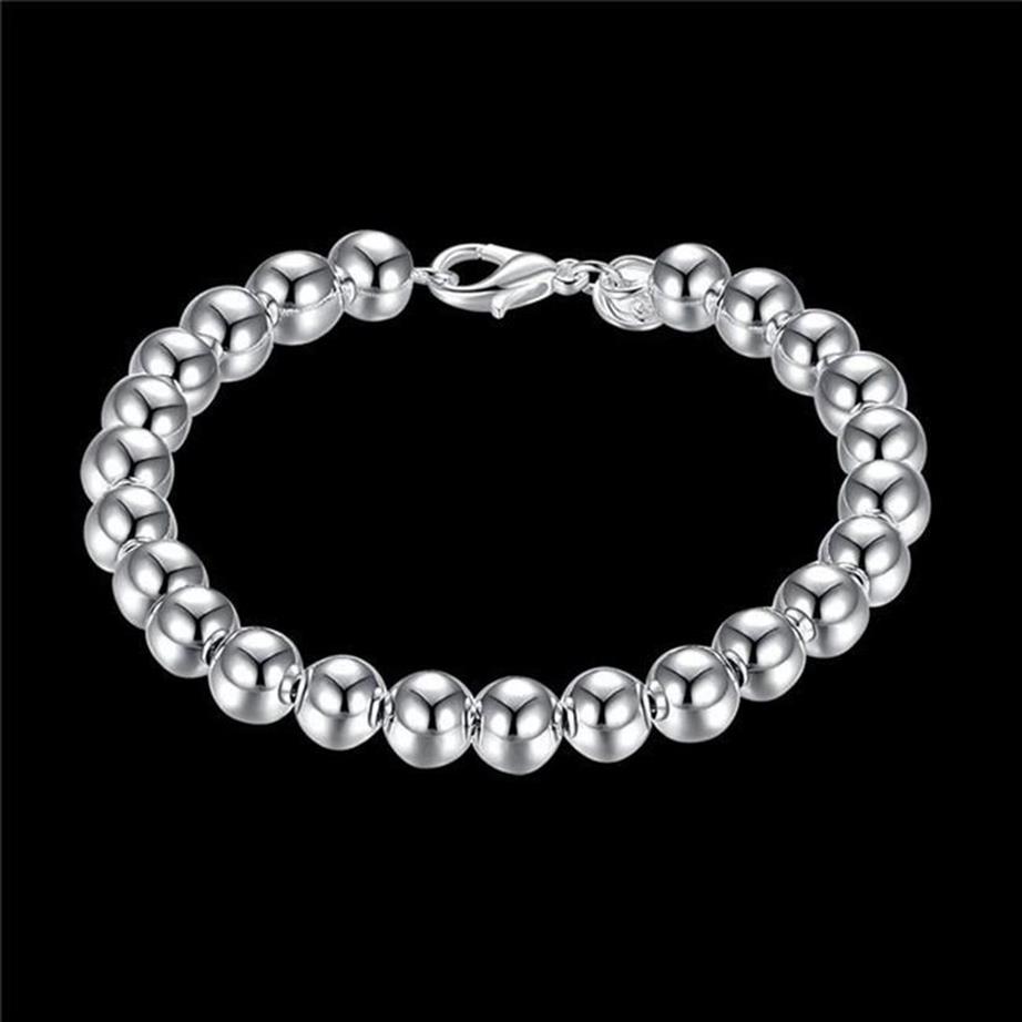 Bröllopsgåvor 8m Hollow 925 Silver Armband JSPB126 BEAST Gift Män och kvinnor Sterling Silver Plated Charm Armelets240J