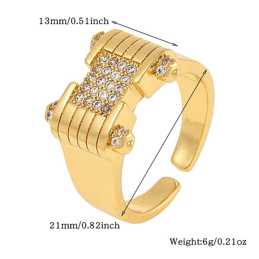 Anéis de punho aberto de casamento feminino estilo coreano de alta qualidade 18k banhado a ouro micro conjunto Bling anel de dedo de zircônia cúbica abertura ajustável anel de cauda versátil para mulheres