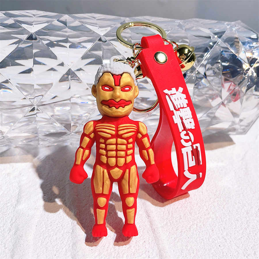 6 Style Cartoon Attack on Titan Keychain Eren Annie Zeke anime Figure Soft 3D Doll PVC keychain car bendant