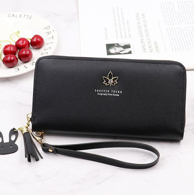 Mobile phone bag Women's lychee leaf long wallet zipper clutch bag 