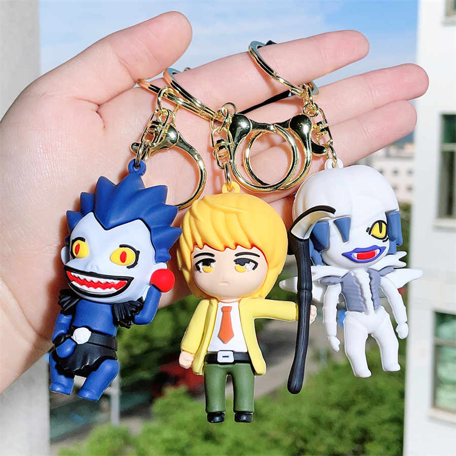 Porte-clés en PVC Death Note, personnage de dessin animé 3D Ryuk Rem Yagami, pendentif léger, porte-clés de voiture, breloques de sac