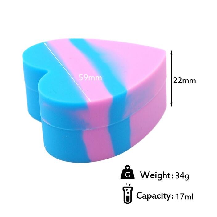 Nonstick wax containers heart shaped silicone box 17ml silicon container food grade jars dab tool storage jar