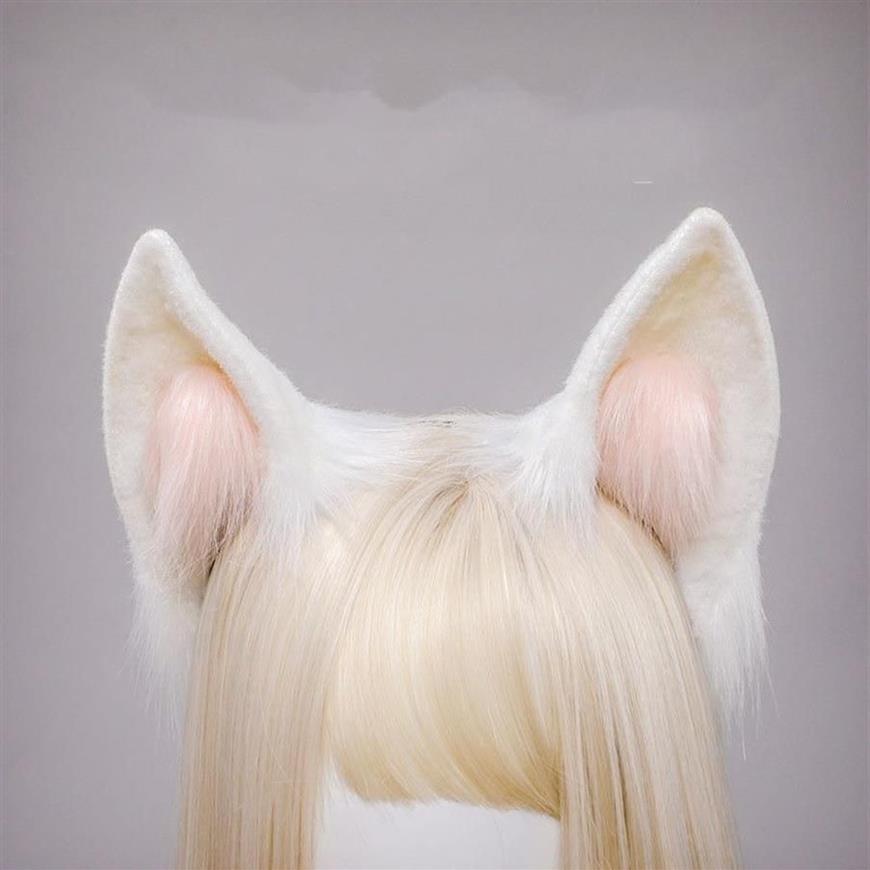 Kawaii Women Girls Halloween Simulation Bunny Ears Headband Cosplay Anime Plush Fox Animal Ear KC Lolita Hair Accessories2377