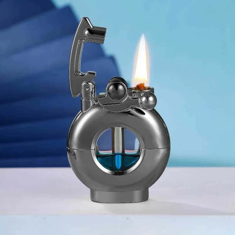 CHIEF Creatieve Metalen Winddicht Kerosine Lichter Transparante Brandstoftank Tuimelaar Ontsteking Lichter Cool Roken mannen Gift Tool