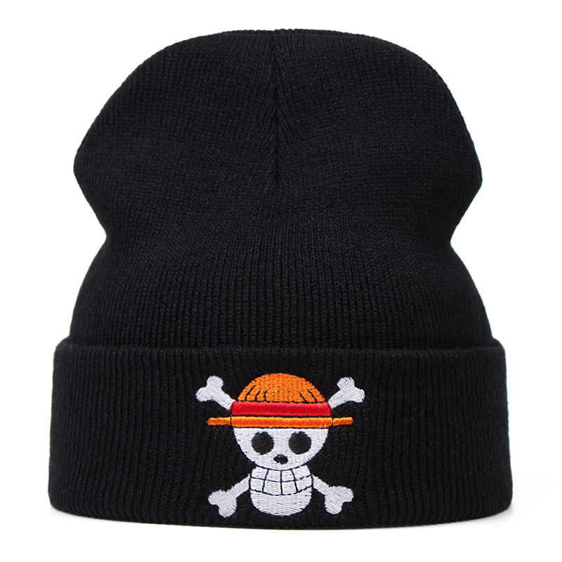 Anime ett stycke luffy stickade hattar trafalgar lag hatt portgas d ess cosplay vuxen unisex cap tecknad dräkt luffy hatt tillbehör vinter stickad hatt