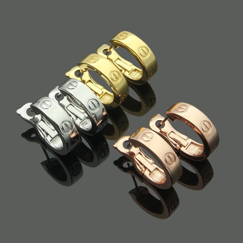 Titanium steel Fashion screw Love earring for woman jewelry 18k gold Rose Gold plated gift Never Fade206D