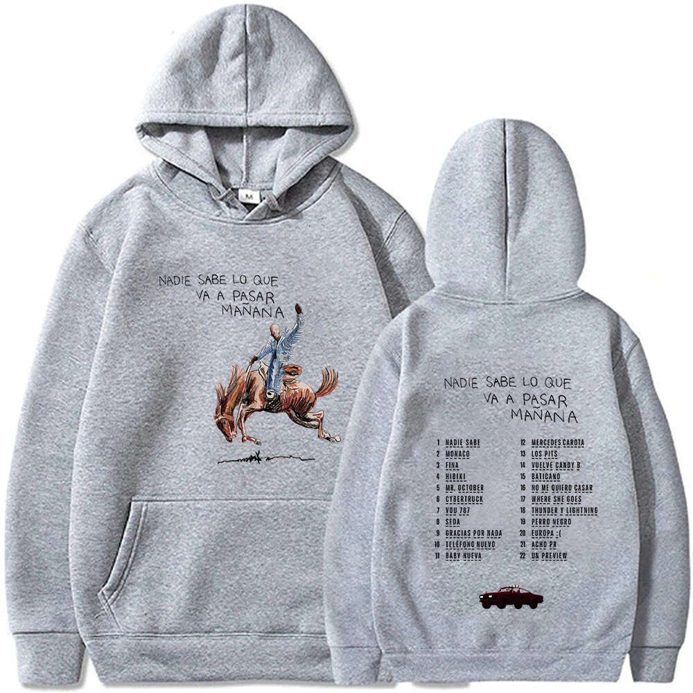 Bad Bunny Nadie Sabe Lo Que Va A Pasar Manana Merch Hoodies Winter Men Dames Vrouwen Hooded Sweatshirts Fleece Tops Hip Hop Streetwear