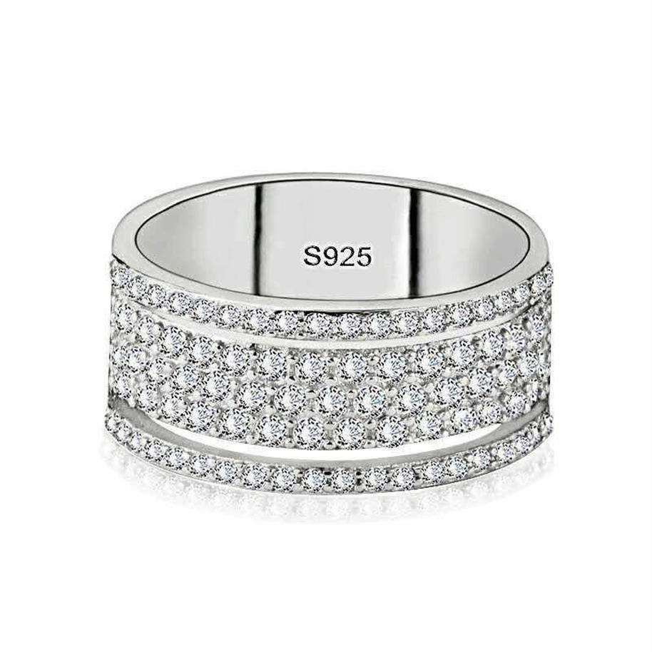 Choucong Victoria Wieck Bijoux de luxe 925 Sterling Silver Star Pave White Sapphire CZ Diamond Eternity Women Wedding Bridal Ring 318i