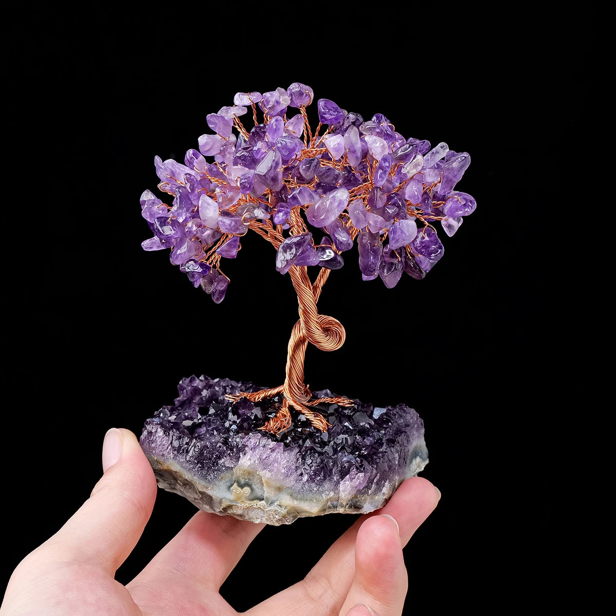 Natural Amethyst Cluster Crushed Stone Tree Crystal Gem Base Home Decoration Crafts Divination Energy Healing Meditation Gift 231225