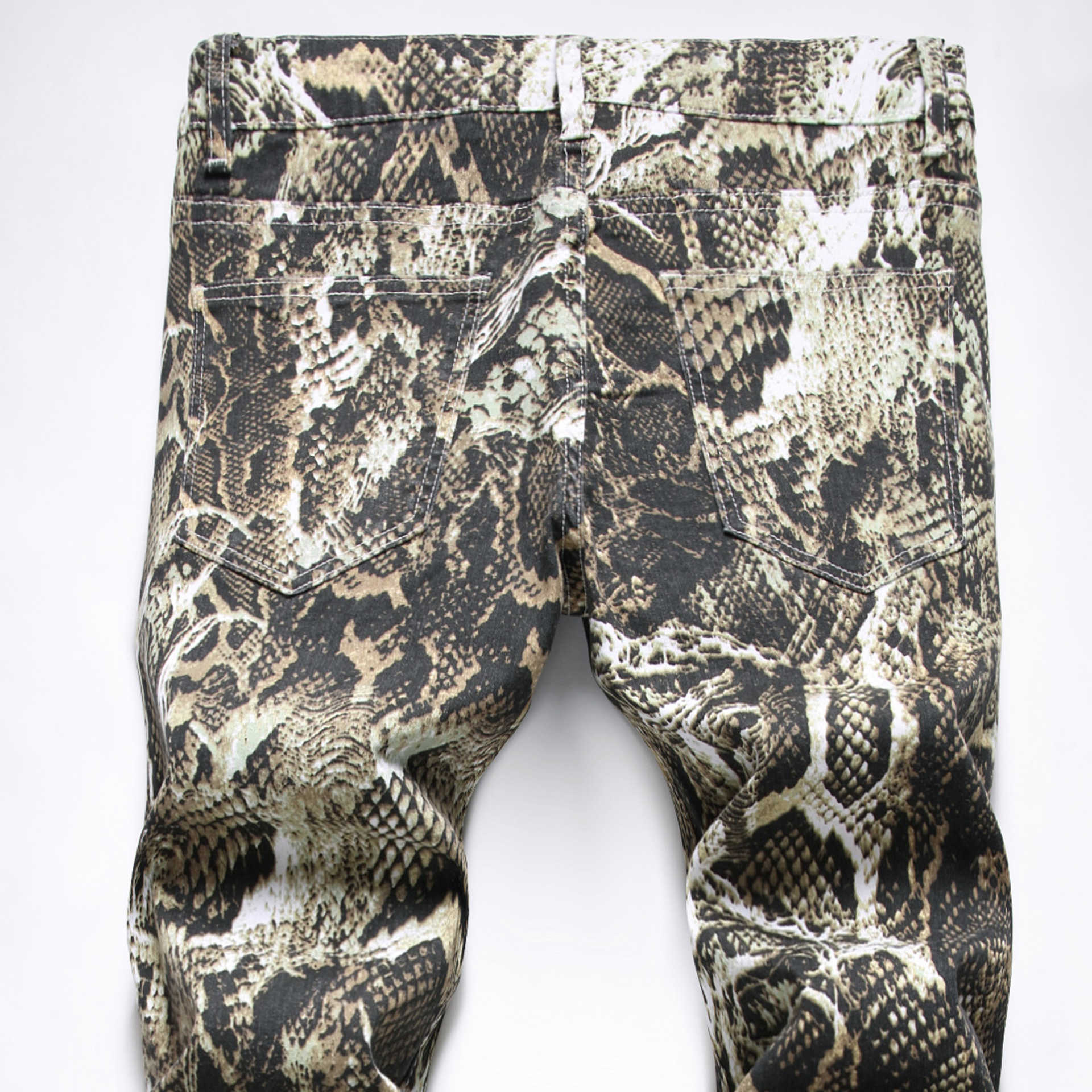 Дизайнерские тонкие модные мужские джинсы из змеиной кожи в стиле хип-хоп с крутым принтом в виде змеи, ночное шоу, джинсы для выступлений певицы