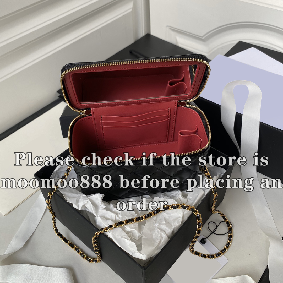 12A All-New Mirror Quality Designer Double Gold Ball Case Bags Womens Luxurys Lambskin Handbags Genuine Leather Quilted Black Purse Mini Crossbody Shoulder Box Bag