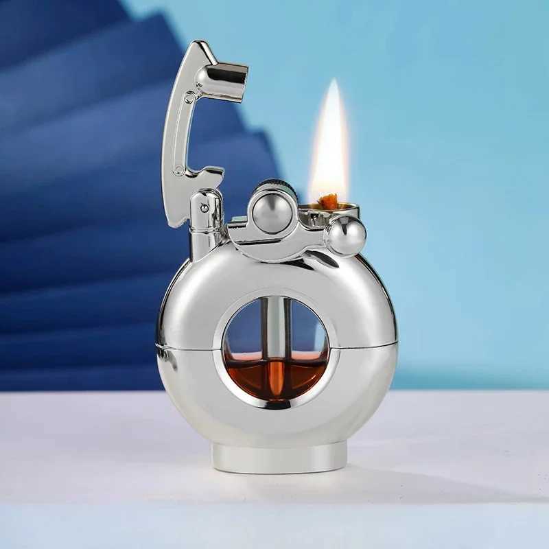 CHIEF Creatieve Metalen Winddicht Kerosine Lichter Transparante Brandstoftank Tuimelaar Ontsteking Lichter Cool Roken mannen Gift Tool