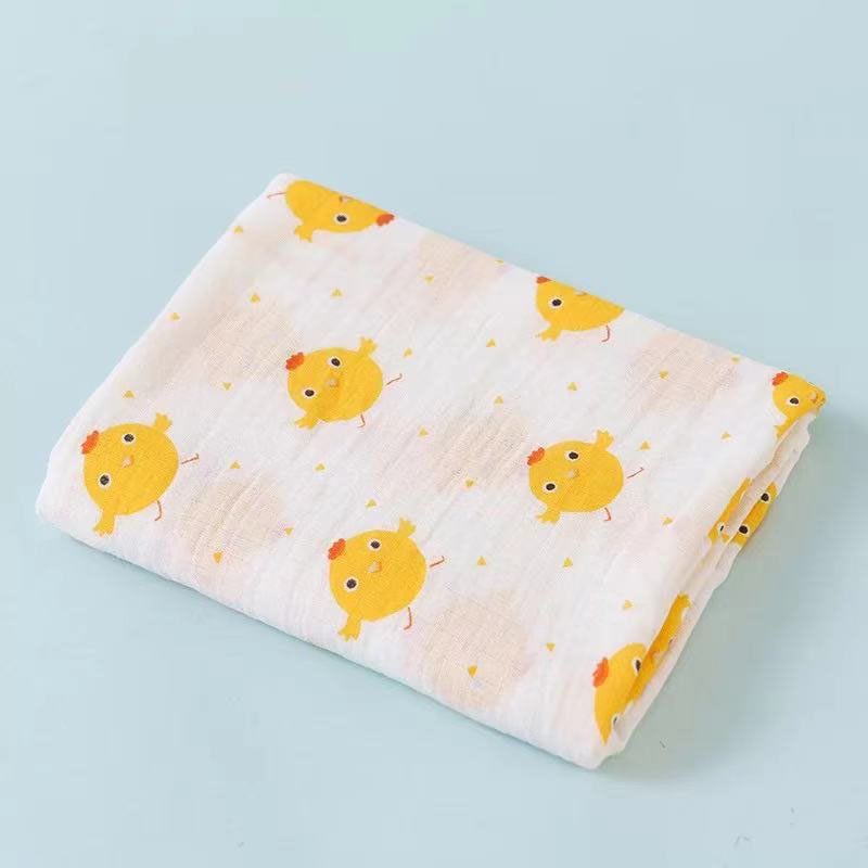 Tapis Double couche en gaze de coton pour bébé, écharpe, serviette d'emmaillotage, sac de bébé, serviette de bain, imprimé de dessin animé, couverture de chariot d'ombrage solaire