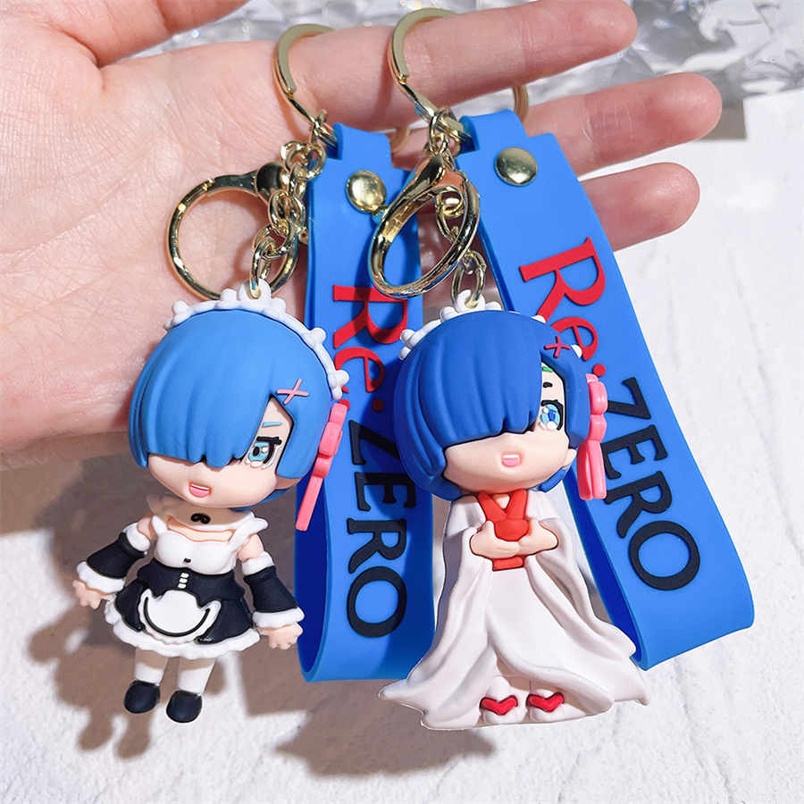 Porte-clés pendentif poupée 3d en Pvc, dessin animé Re Life In A Different World From Zero Ram Rem