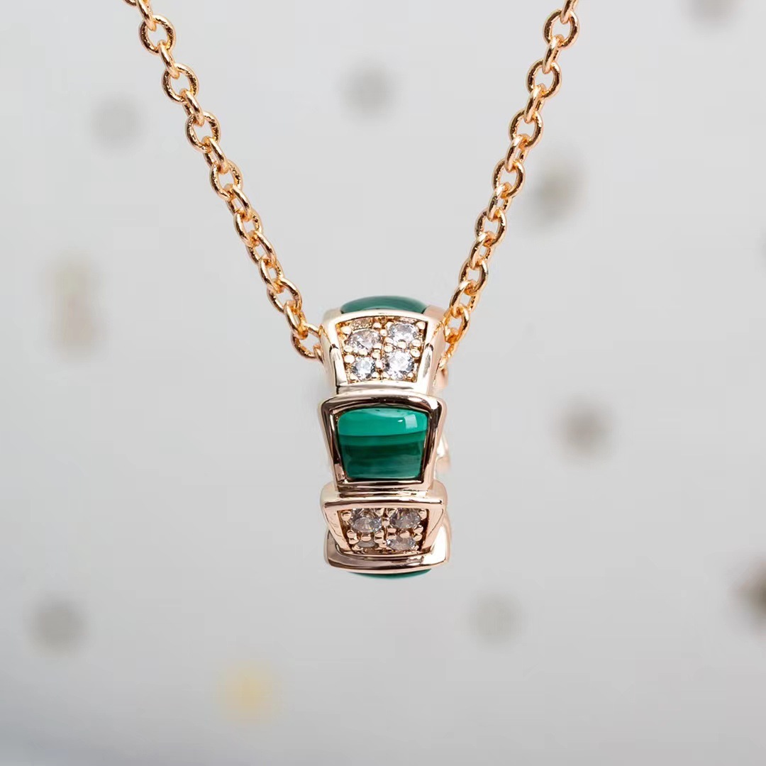 Snake Necklace High Version Baojia Same Rose Gold Style Fashion Trend Versatile Snake Bone Full Diamond Necklace for Women