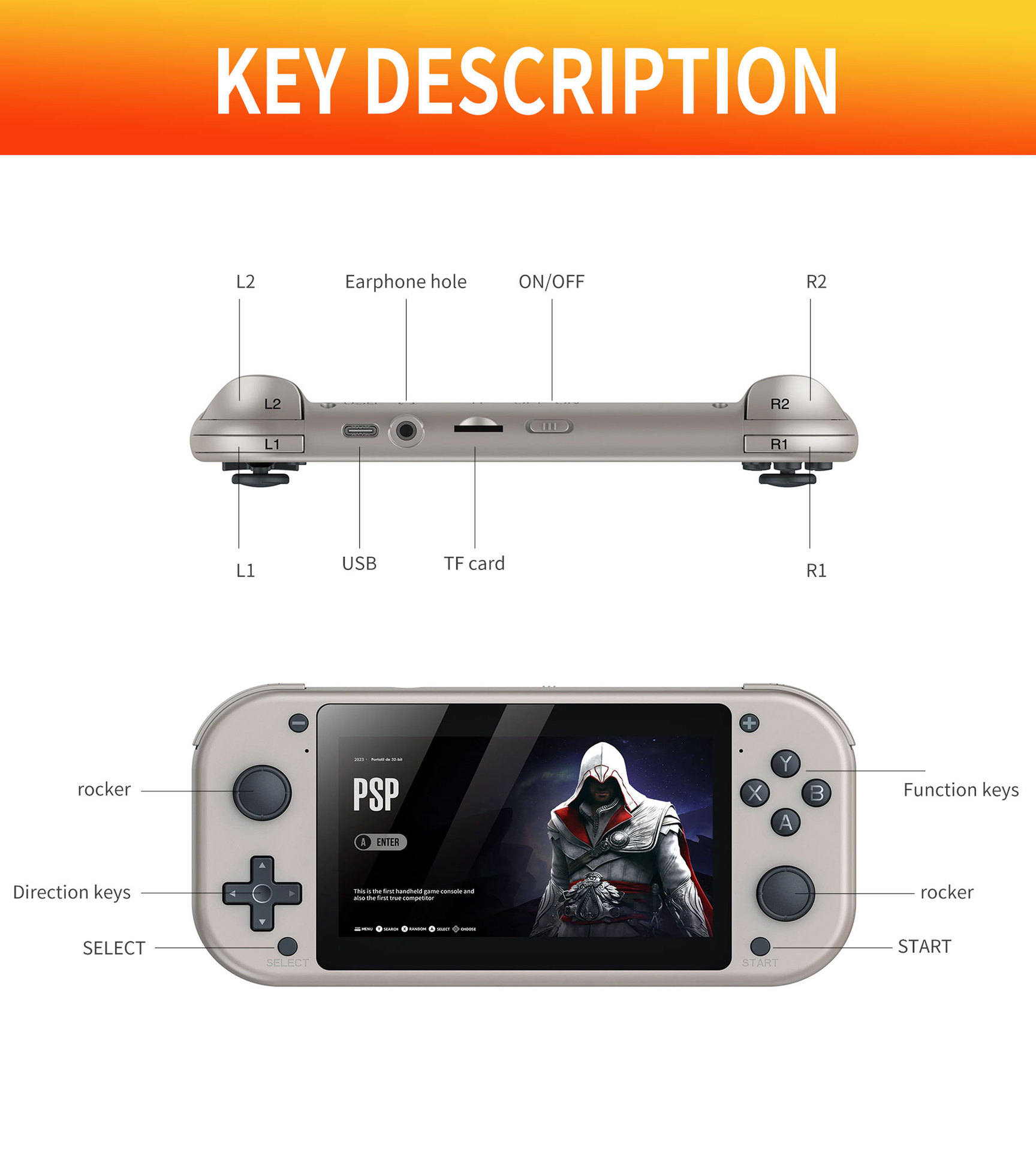 M17 Portable Retro Video Games Player 4.3'' HD Screen Handheld Game Console Built-in 3000 Classic Games Support TV