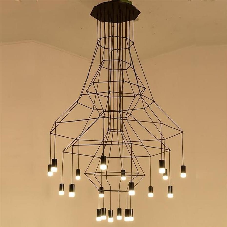 Éclairage de lustre designer moderne pour la salle à manger vivante chambre à coucher nordique hall de flux d'escalier loft lampes suspendues pend221