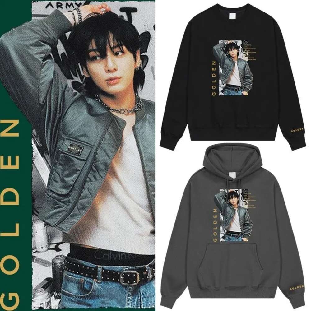 Sudadera con capucha Kpop GOLDEN para hombre y mujer, ropa de ayuda de diseño, chaqueta de calle Unisex, sudadera, Top, 2023