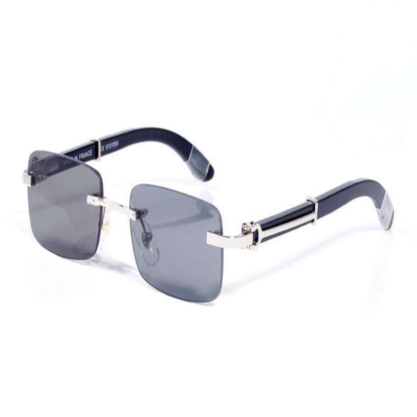 Fashion Rimless Frames Wood Sunglasses new fashion sport sun glasses for men women buffalo horn glasses Optical Glasses Black wood237J