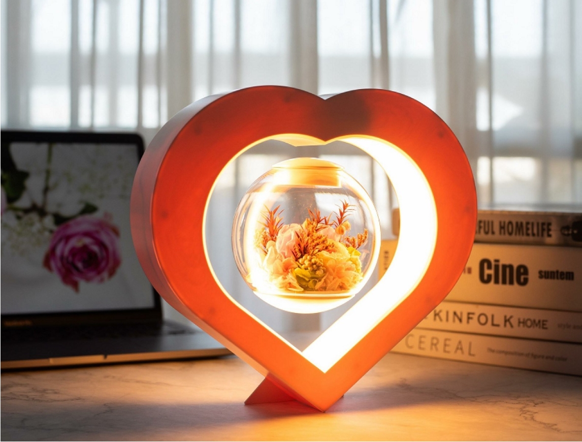 Gratis frakt Leviterande konserverad blomlampa med Bluetooth -högtalare, magnetiska flytande Eternal Flowers LED Light Rotating Artificial Rose