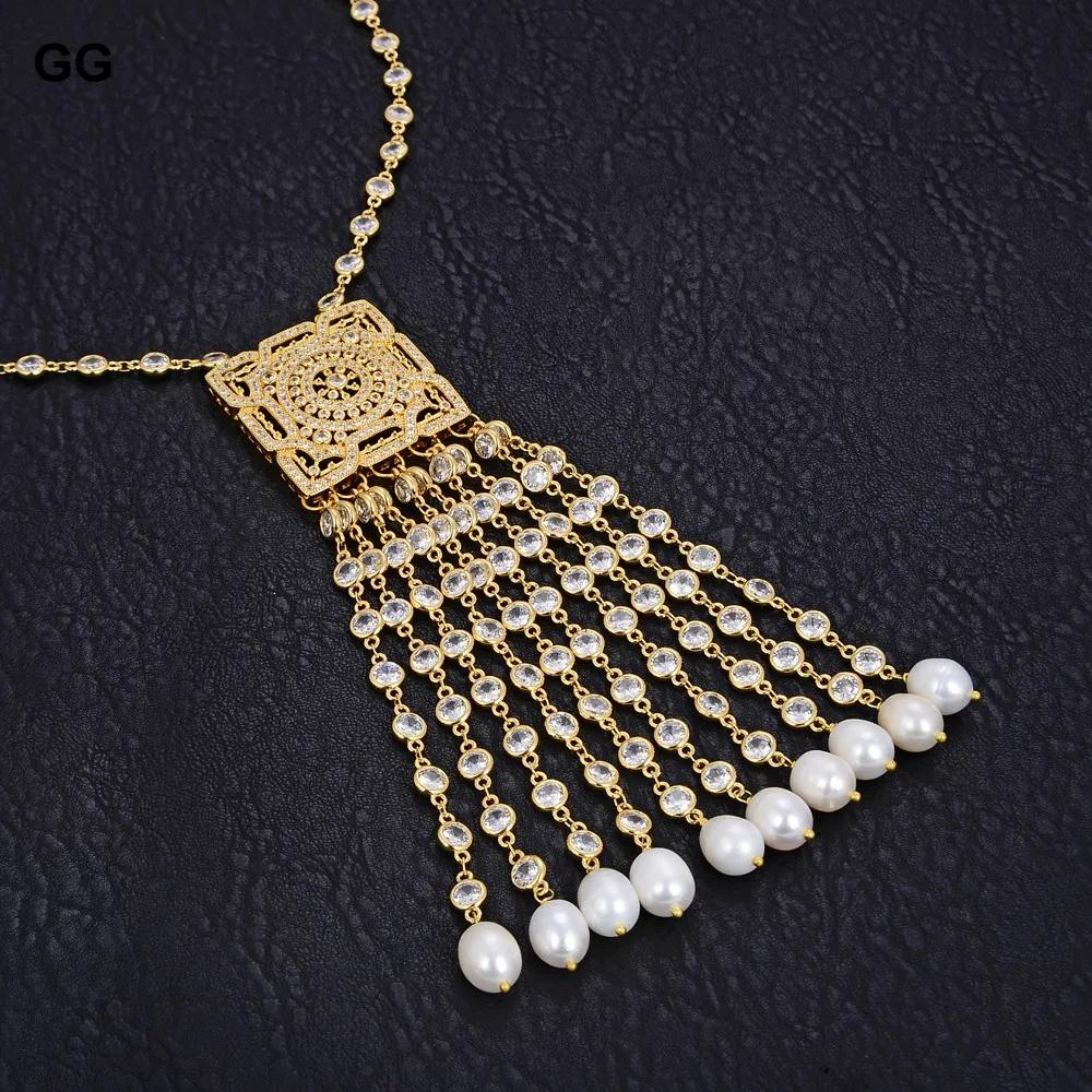 Kettingen GuaiGuai Sieraden 21'' Natuurlijke Witte Rijst Parel Geel Goud Kleur Plated Ketting Voor Vrouwen