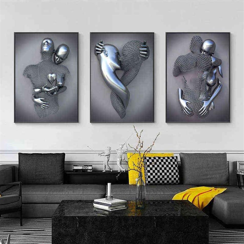 Metal Figure Statue Art Canvas Painting Romantic Abstract Posters and Prints Wall Pictures Modern Living Room Christmas Gifts H111331d