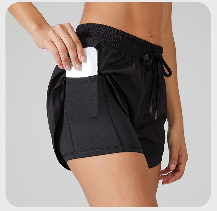 al Women Yoga Short Running Shorts Solid Color With Pockets Fitness Short Skirt YK183