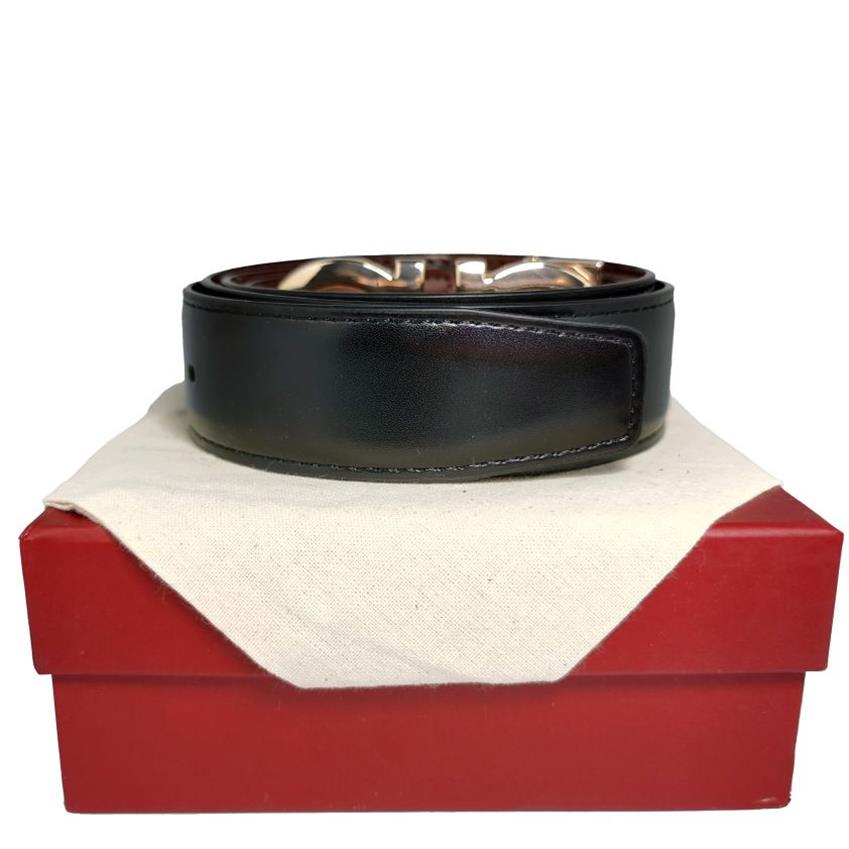 Smooth Reversible Men's Leather Belt Designer Belts 3 5cm Wide Belt Box size 105-125CM228G