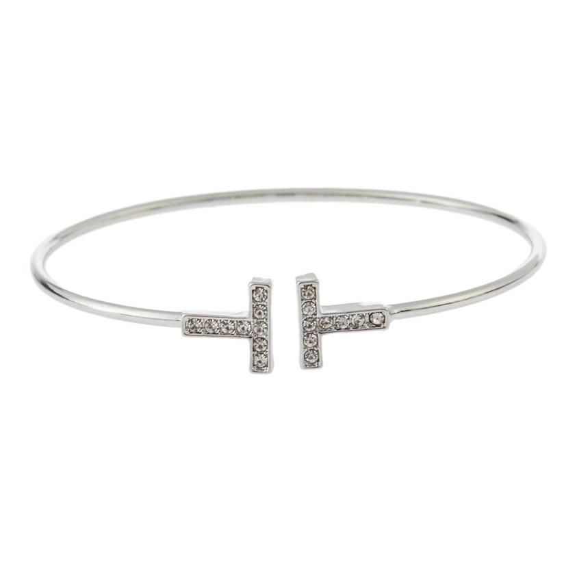 Bracciale bracciale amore designer di gioielli da donna unghie Personalità C forma Fashion doppia T diamante intarsiata Bracciale Open Bracciale Ladies Brace224k