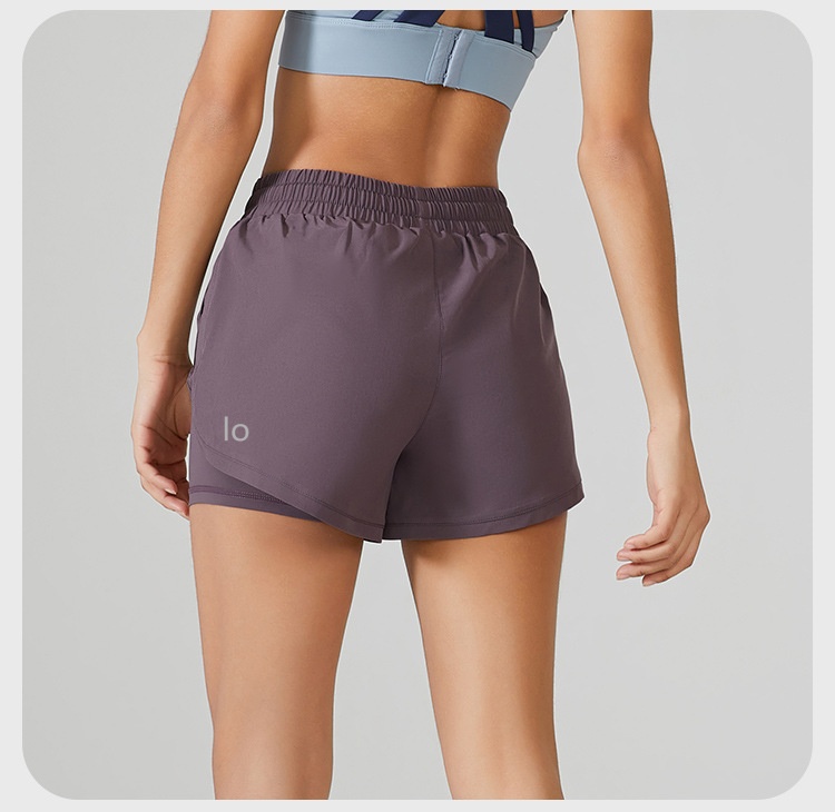 al Women Yoga Short Running Shorts Solid Color With Pockets Fitness Short Skirt YK183